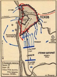 Карта осады Пскова